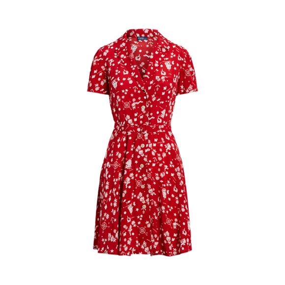 Ralph Lauren 'Nautical-Motif' Red Short Sleeve Mini Dress Size 4